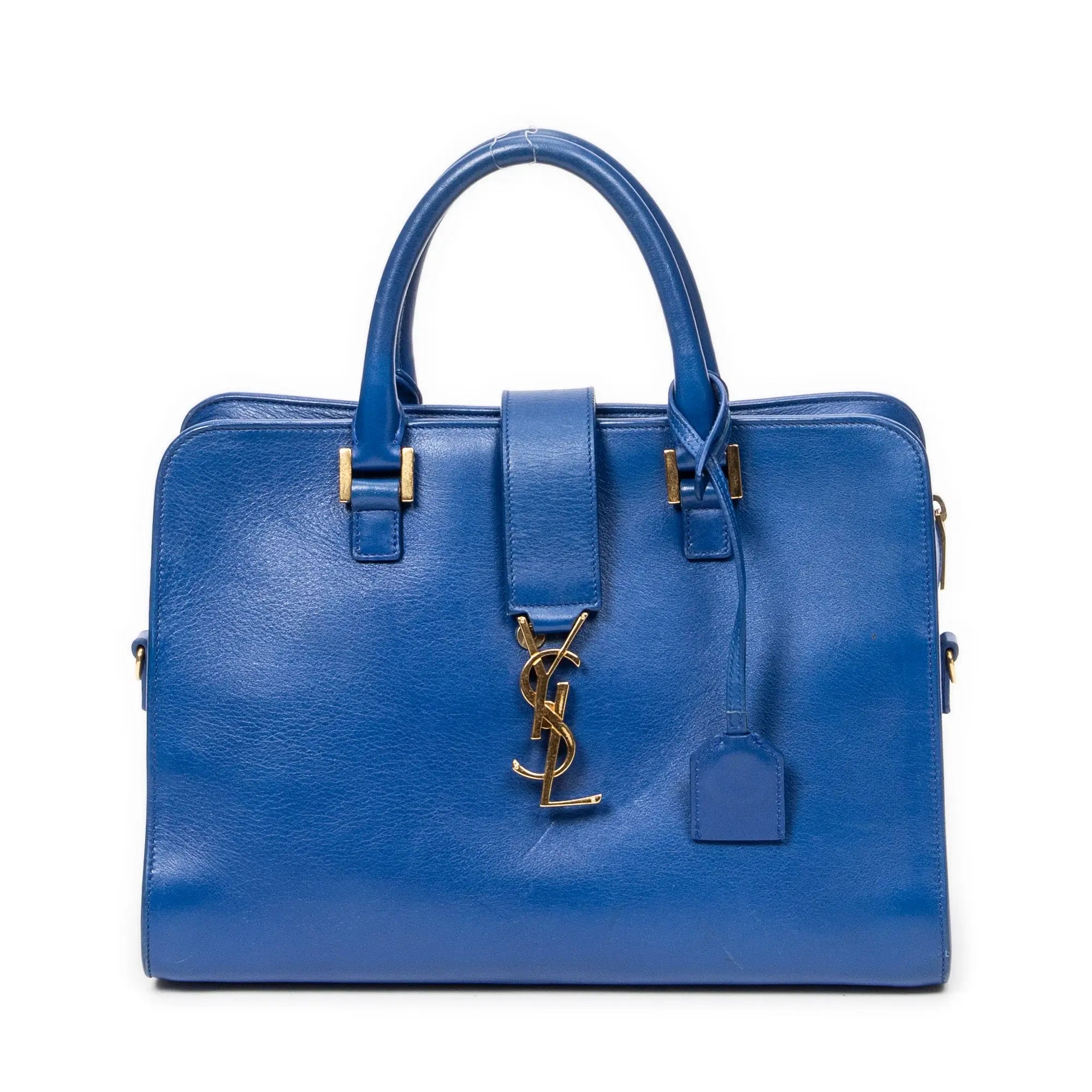 Shoulder Bag Small Monogram Cabas Blue Calfskin Leather