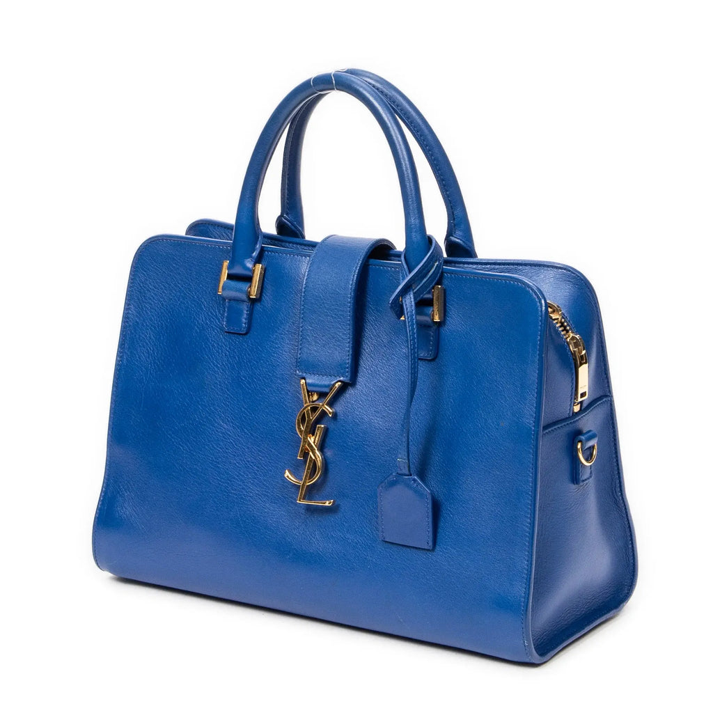 Bolso de Hombro Pequeño Monogram Cabas de Piel de Becerro Azul