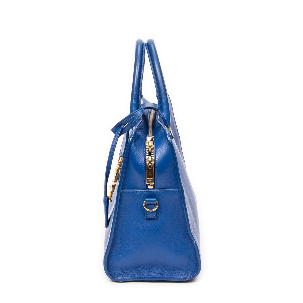 Bolso de Hombro Pequeño Monogram Cabas de Piel de Becerro Azul