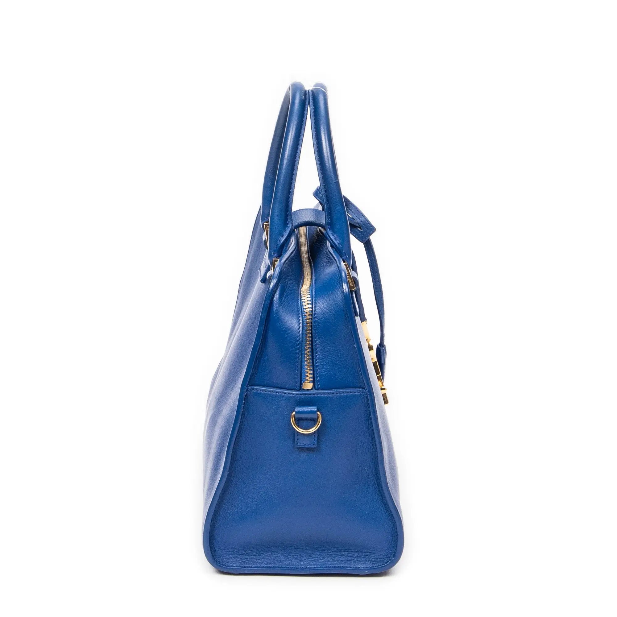 Shoulder Bag Small Monogram Cabas Blue Calfskin Leather