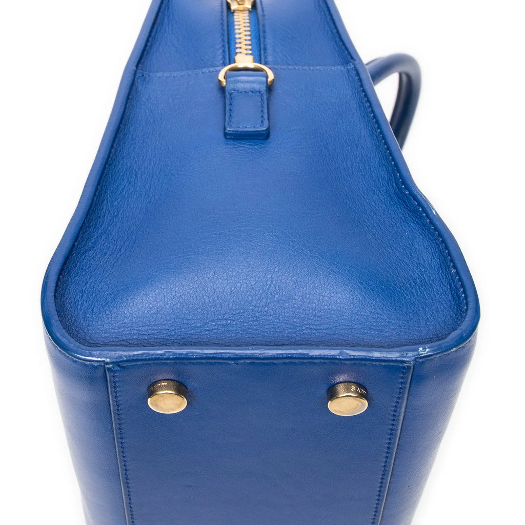 Bolso de Hombro Pequeño Monogram Cabas de Piel de Becerro Azul