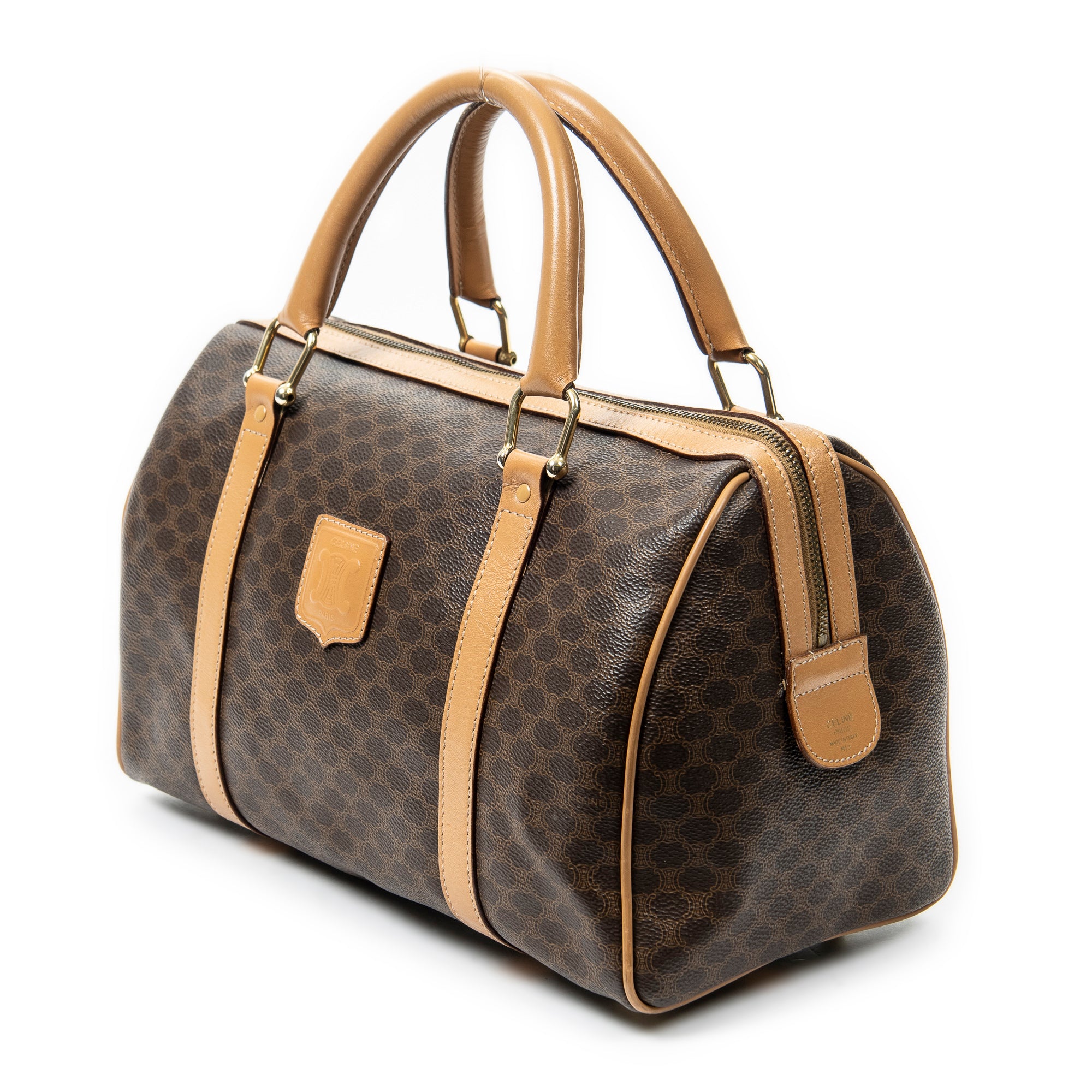 Handbag Vintage Small Boston Beige Macadam Coated Canvas