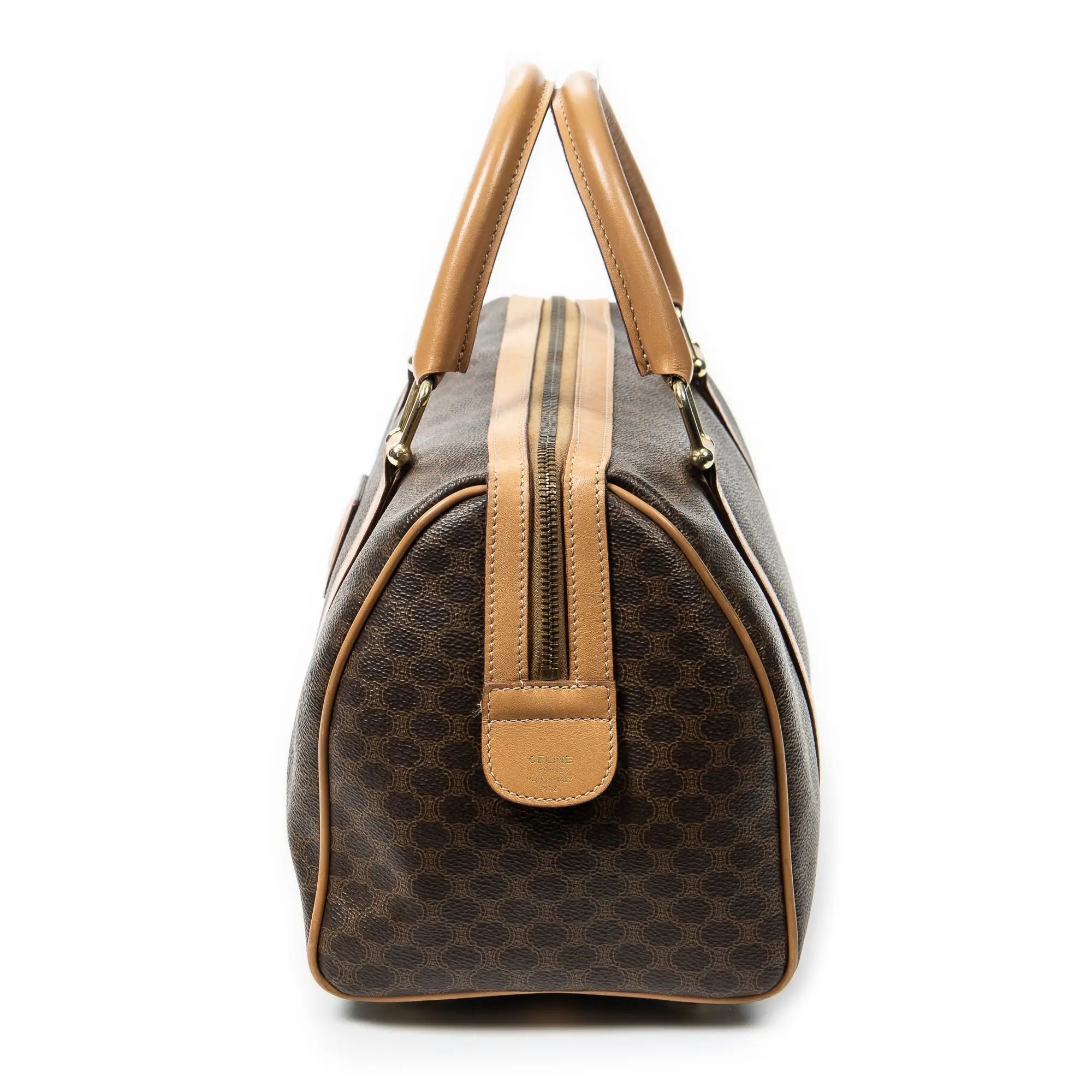 Bolso de mano Boston pequeño vintage de lona revestida Macadam beige