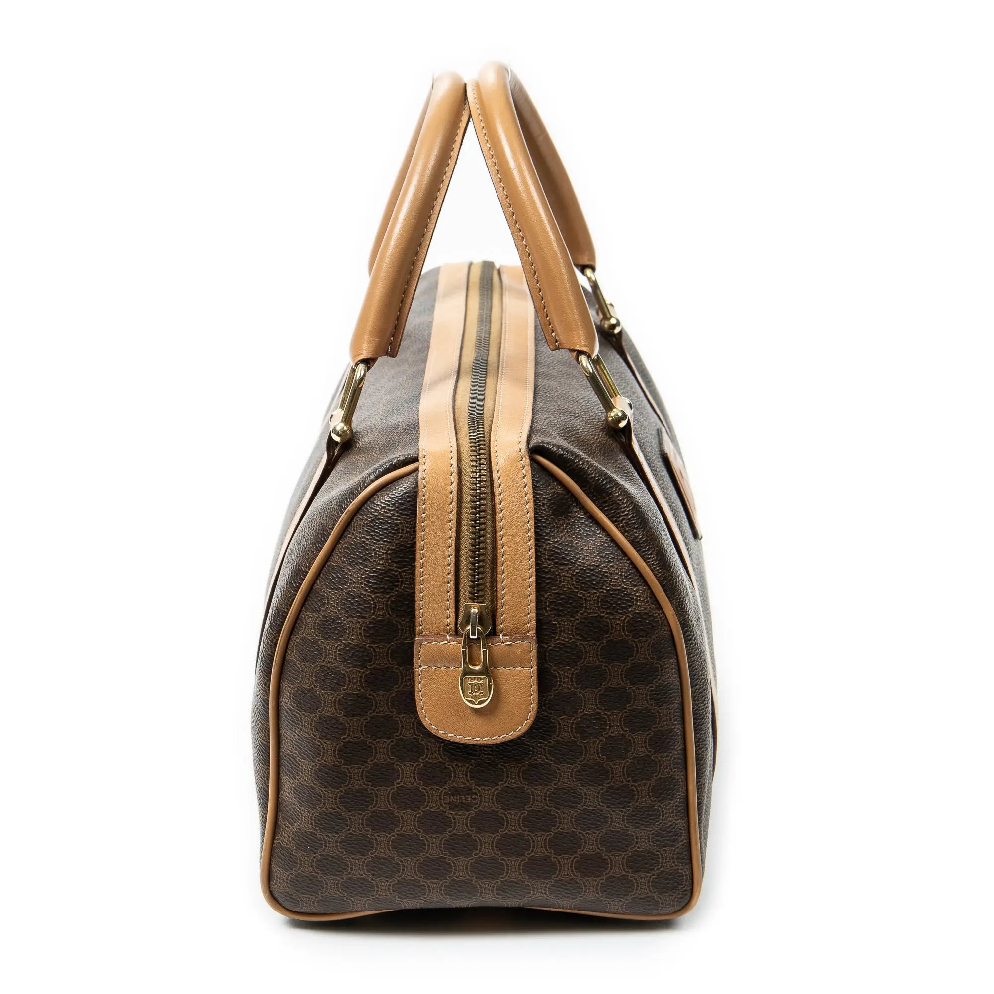 Bolso de mano Boston pequeño vintage de lona revestida Macadam beige