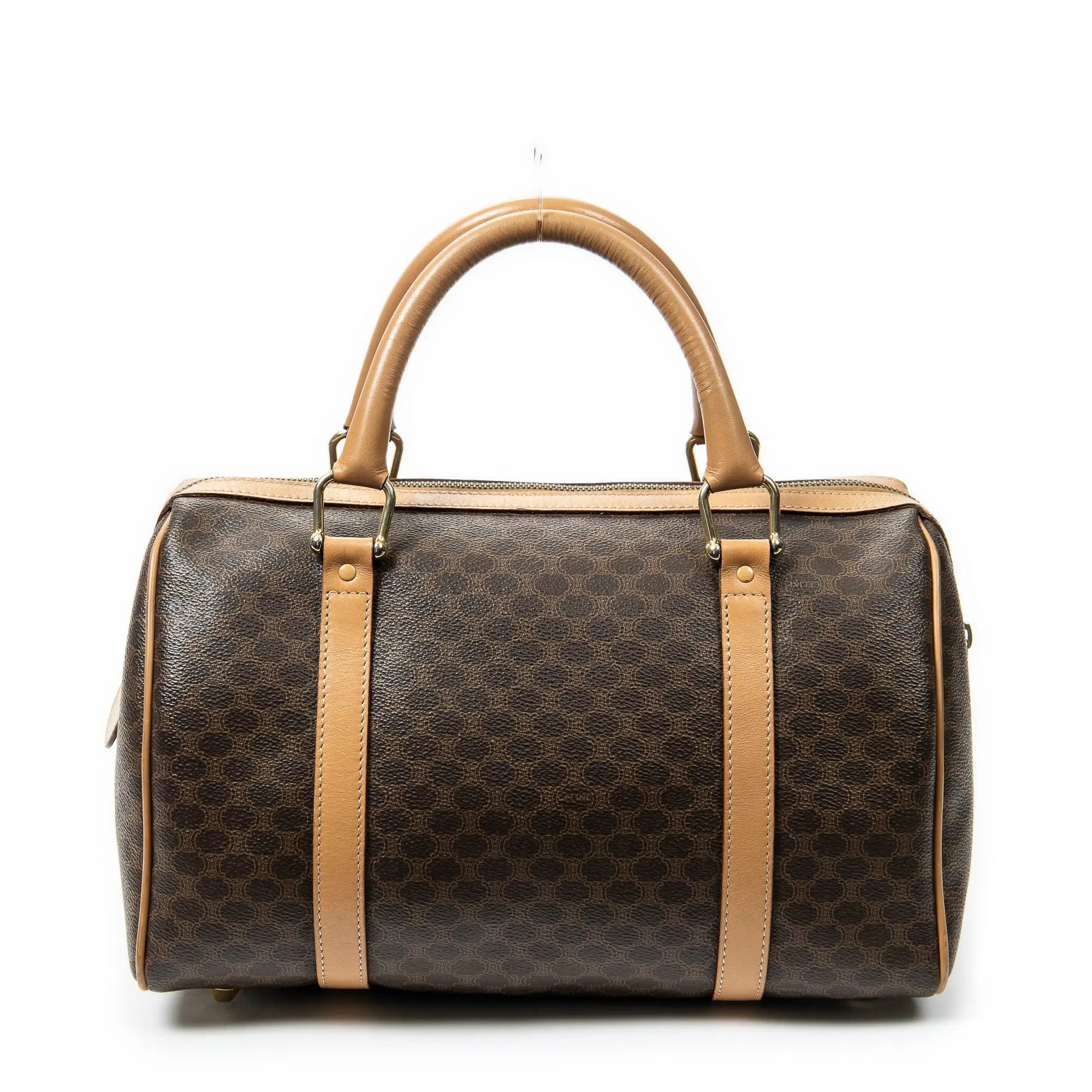 Bolso de mano Boston pequeño vintage de lona revestida Macadam beige
