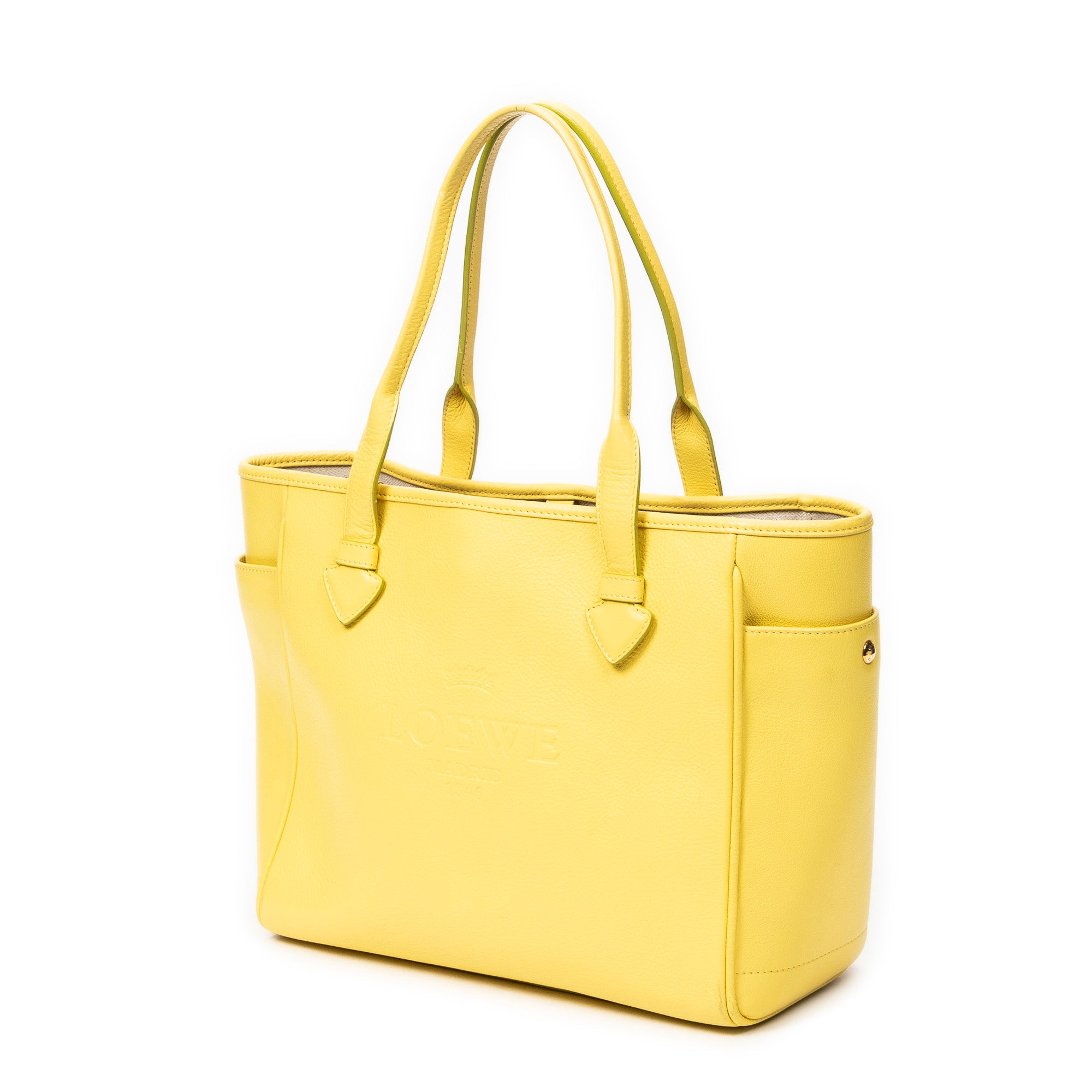 Shoulder Bag Heritage Tote Yellow Grained Calfskin Leather