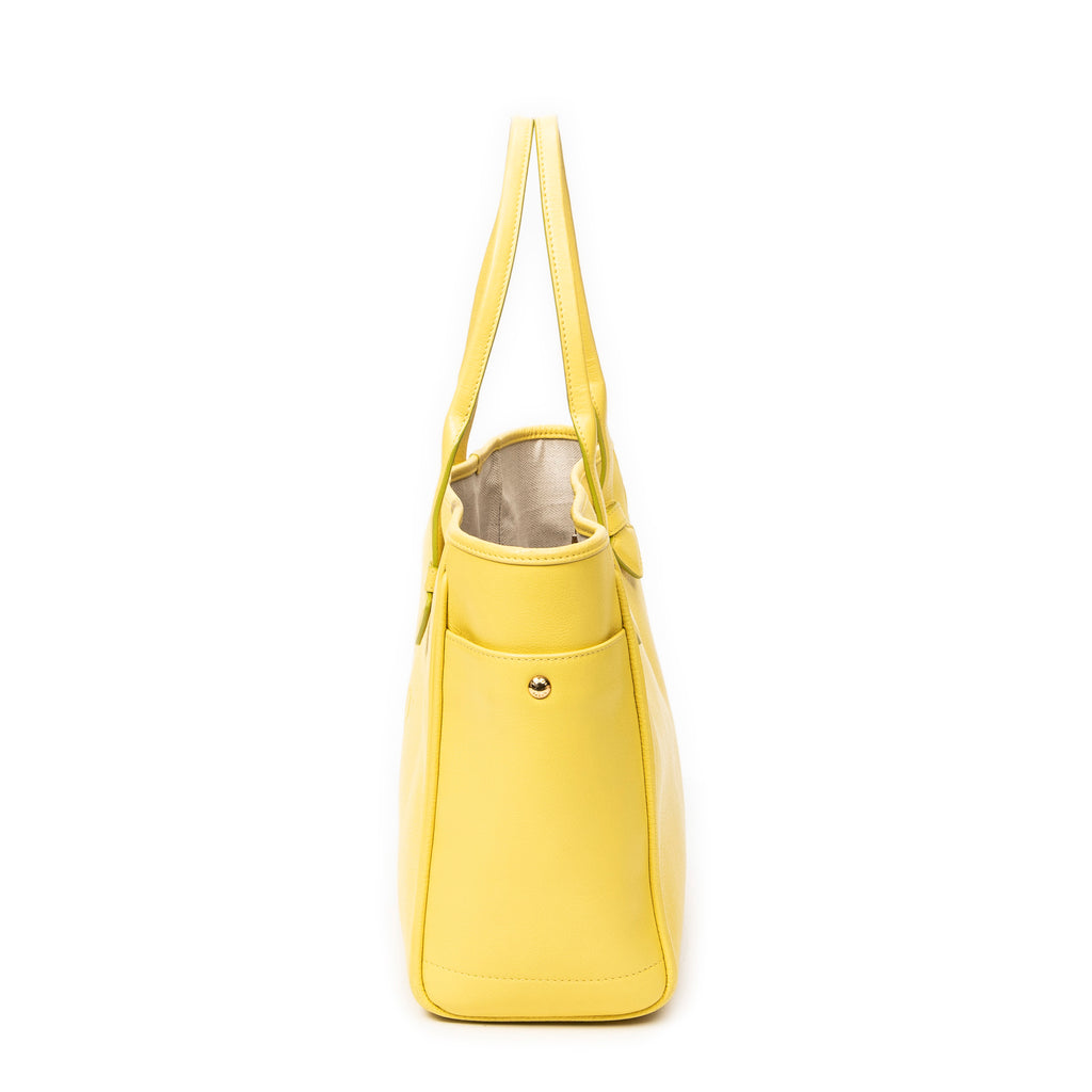 Shoulder Bag Heritage Tote Yellow Grained Calfskin Leather