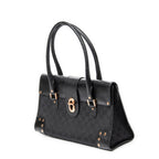 Shoulder Bag Fold Over Tote Black Monogrammed Canvas