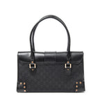 Shoulder Bag Fold Over Tote Black Monogrammed Canvas
