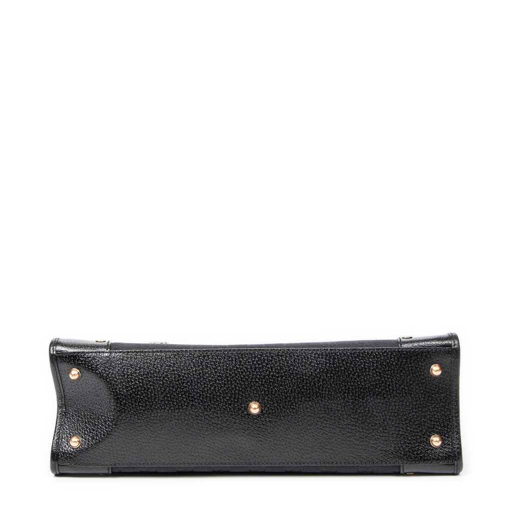 Shoulder Bag Fold Over Tote Black Monogrammed Canvas
