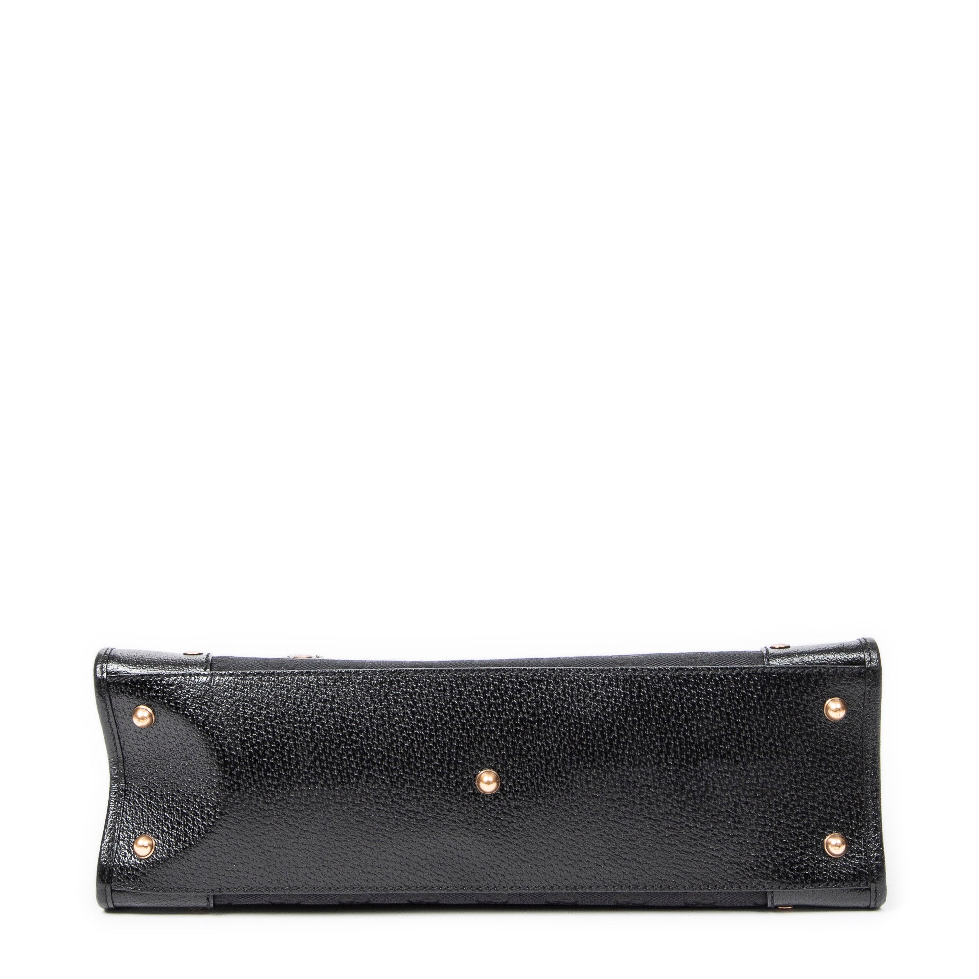 Shoulder Bag Fold Over Tote Black Monogrammed Canvas