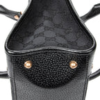 Shoulder Bag Fold Over Tote Black Monogrammed Canvas