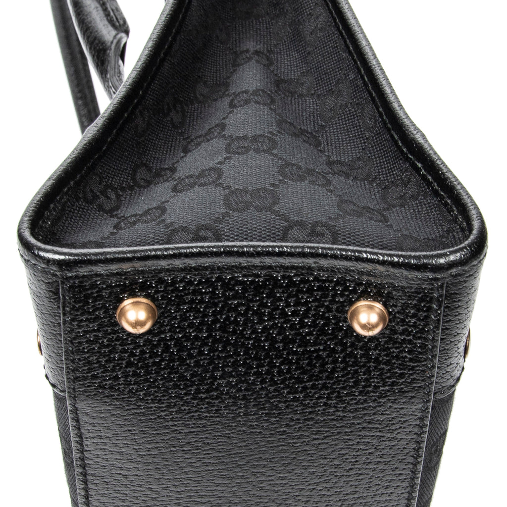 Shoulder Bag Fold Over Tote Black Monogrammed Canvas