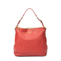 Shoulder Bag Top Handle Zip Tote Red Grained Calfskin Leather