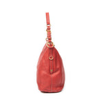Shoulder Bag Top Handle Zip Tote Red Grained Calfskin Leather