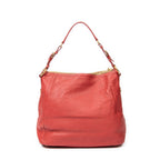 Shoulder Bag Top Handle Zip Tote Red Grained Calfskin Leather