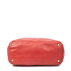 Shoulder Bag Top Handle Zip Tote Red Grained Calfskin Leather