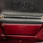 Bolso de hombro vintage con cierre de presión, solapa recta, piel de cordero acolchada negra
