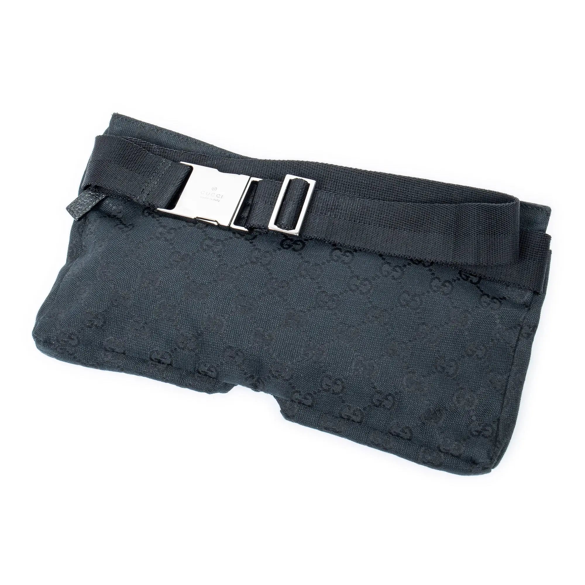 Riñonera de lona negra con monograma