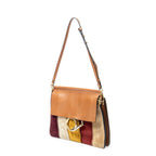 Chloé - Sac à bandoulière Faye en patchwork rayé - Fauve