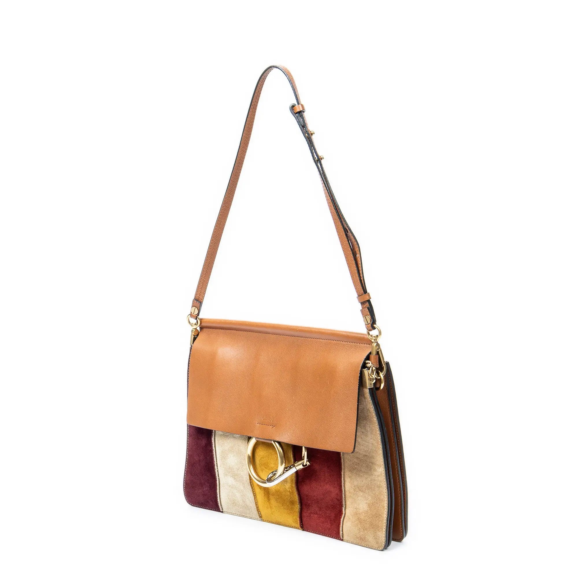 Chloé - Sac à bandoulière Faye en patchwork rayé - Fauve