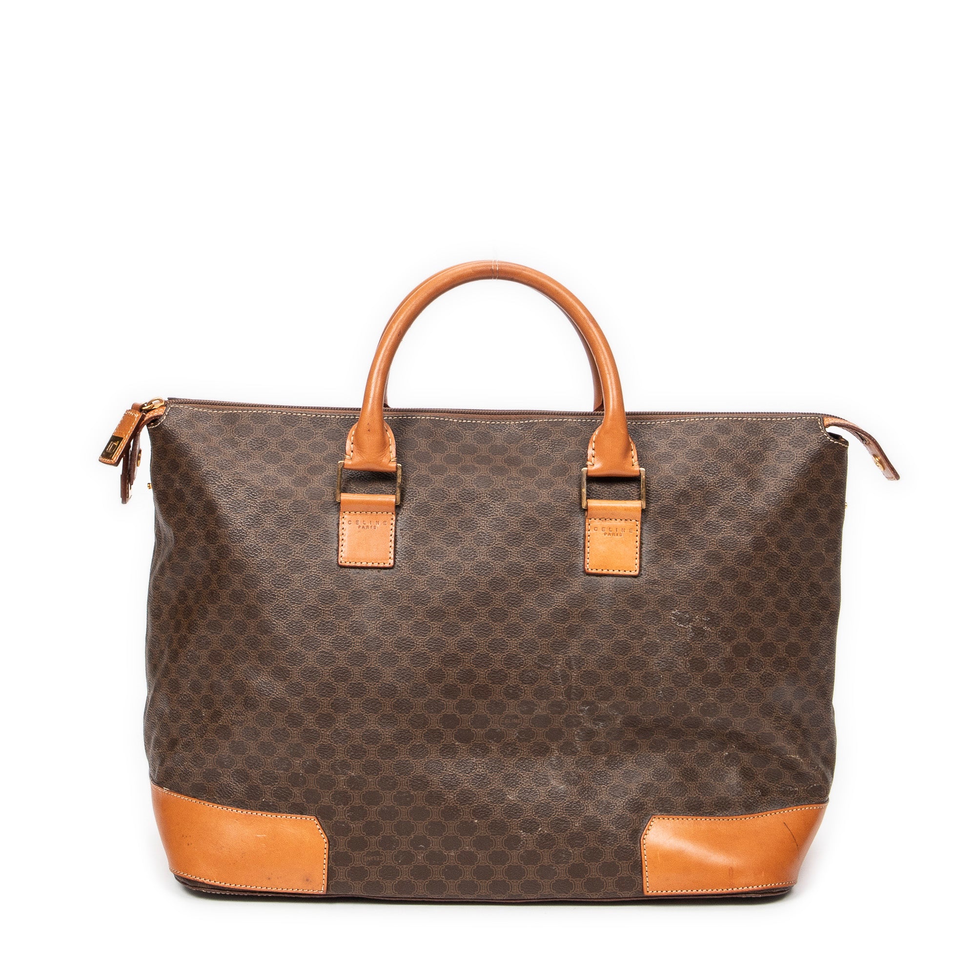 Handbag Weekender Brown Macadam Coated Canvas