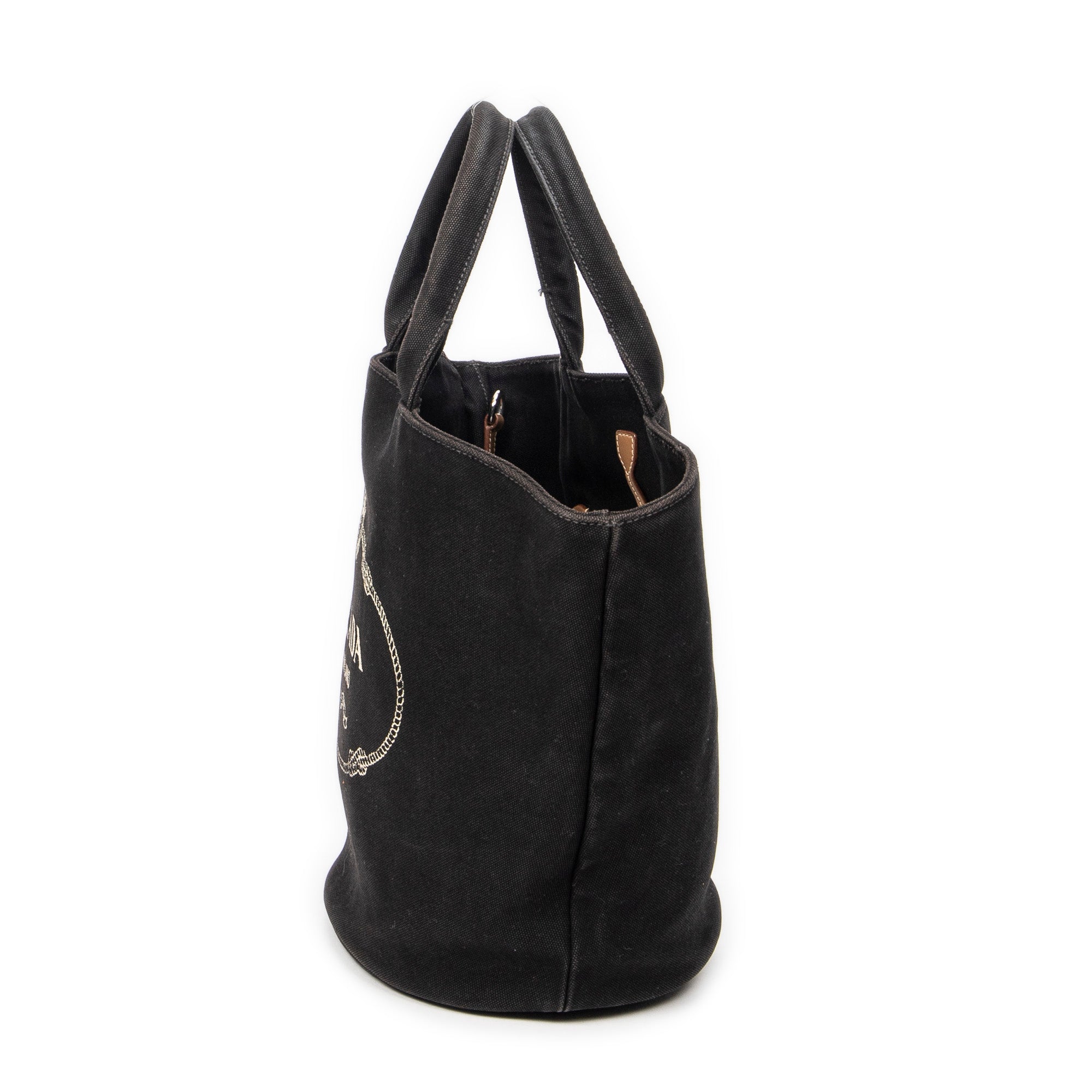 Shoulder Bag Large Canapa Bucket Tote Black Canapa Canvas