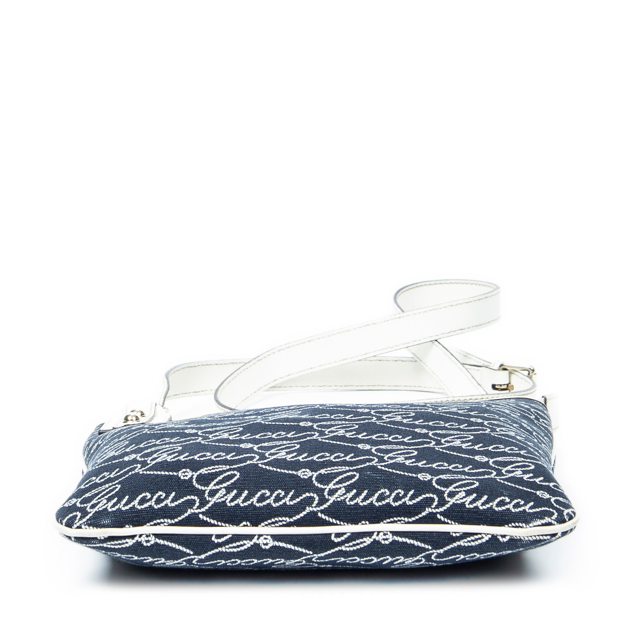 Gucci - Sac bandoulière plat - Marine/Blanc