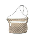 Shoulder Bag Front Zip Messenger Beige Monogrammed Canvas