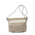 Shoulder Bag Front Zip Messenger Beige Monogrammed Canvas