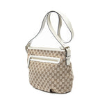 Shoulder Bag Front Zip Messenger Beige Monogrammed Canvas