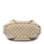 Shoulder Bag Front Zip Messenger Beige Monogrammed Canvas