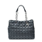 Shoulder Bag Soft Shopping Tote Black Cannage Lambskin Leather