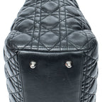 Shoulder Bag Soft Shopping Tote Black Cannage Lambskin Leather