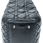 Shoulder Bag Soft Shopping Tote Black Cannage Lambskin Leather