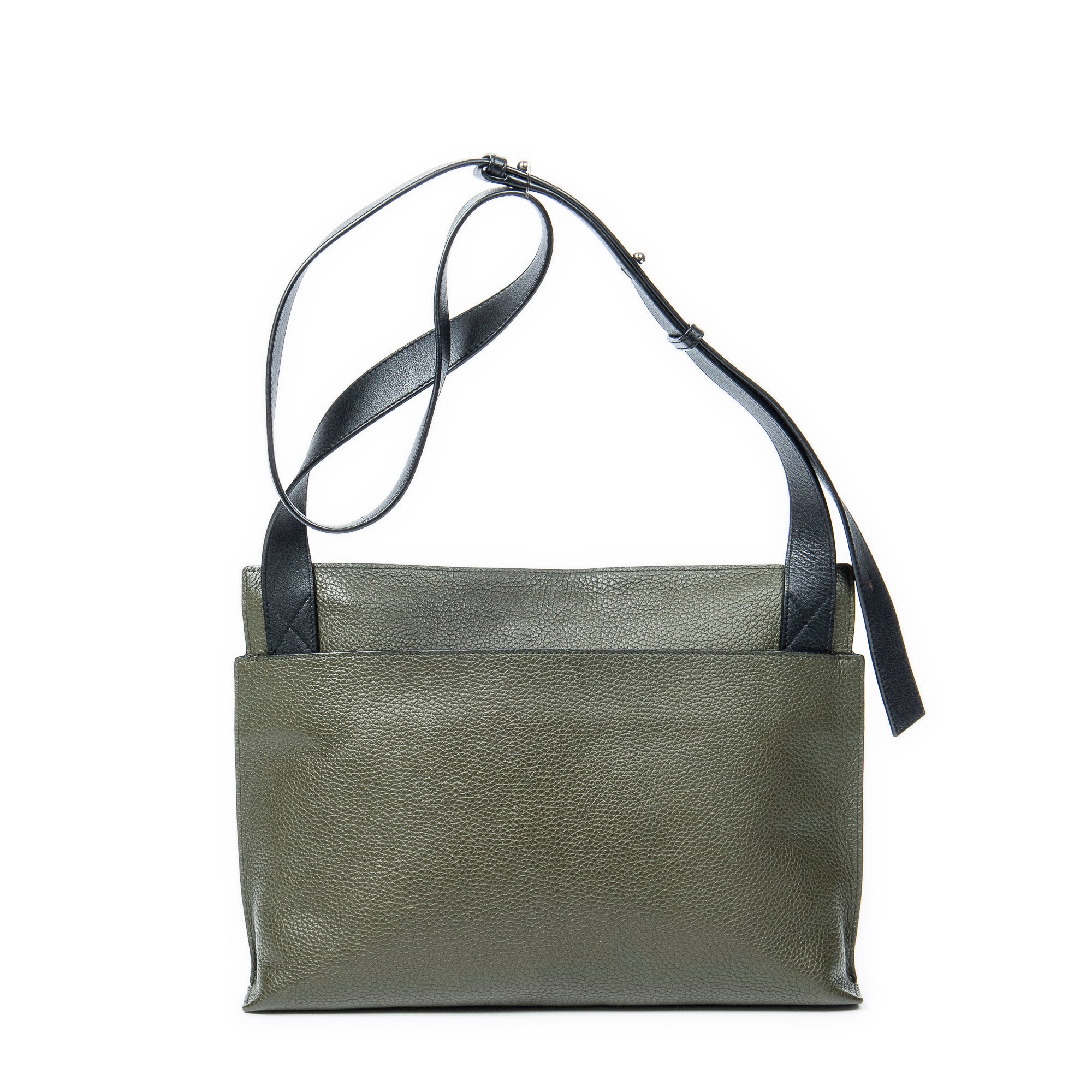 Shoulder Bag Medium T Messenger Green Grained Calfskin Leather