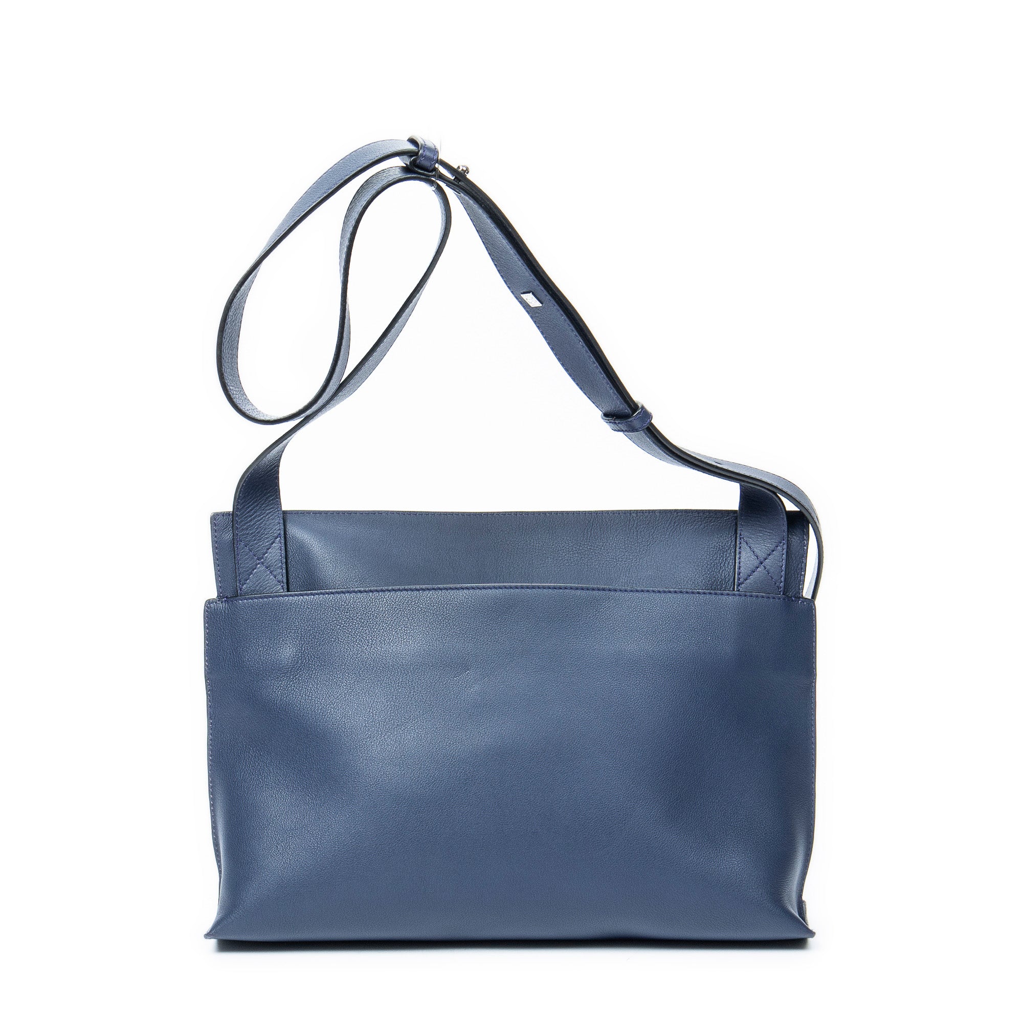 Shoulder Bag Medium T Messenger Navy Calfskin Leather