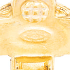 Pendientes CC de clip con diseño de cruz, chapados en oro