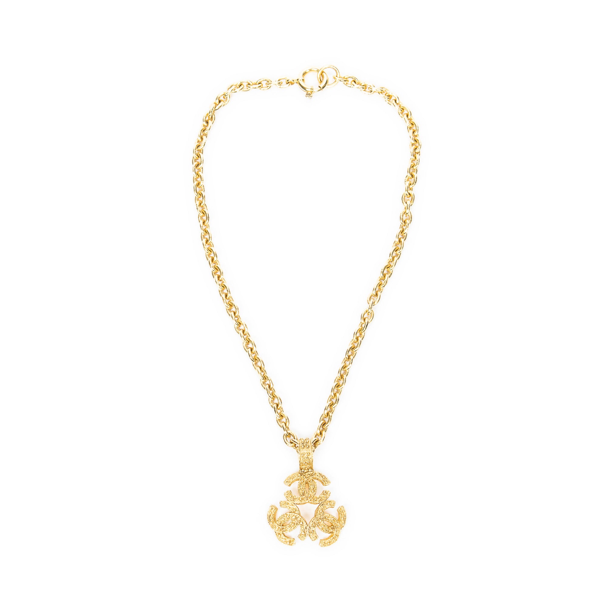 Necklace Triple CC Pendant Chain Necklace Gold Gold Plated