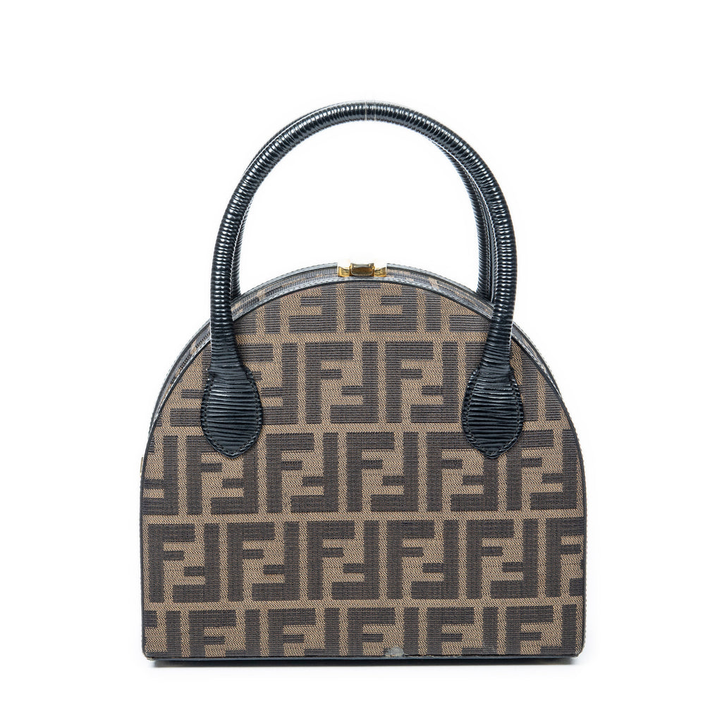 Handbag Frame Vanity Top Handle Brown Zucca Canvas