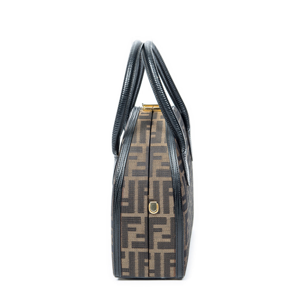 Handbag Frame Vanity Top Handle Brown Zucca Canvas