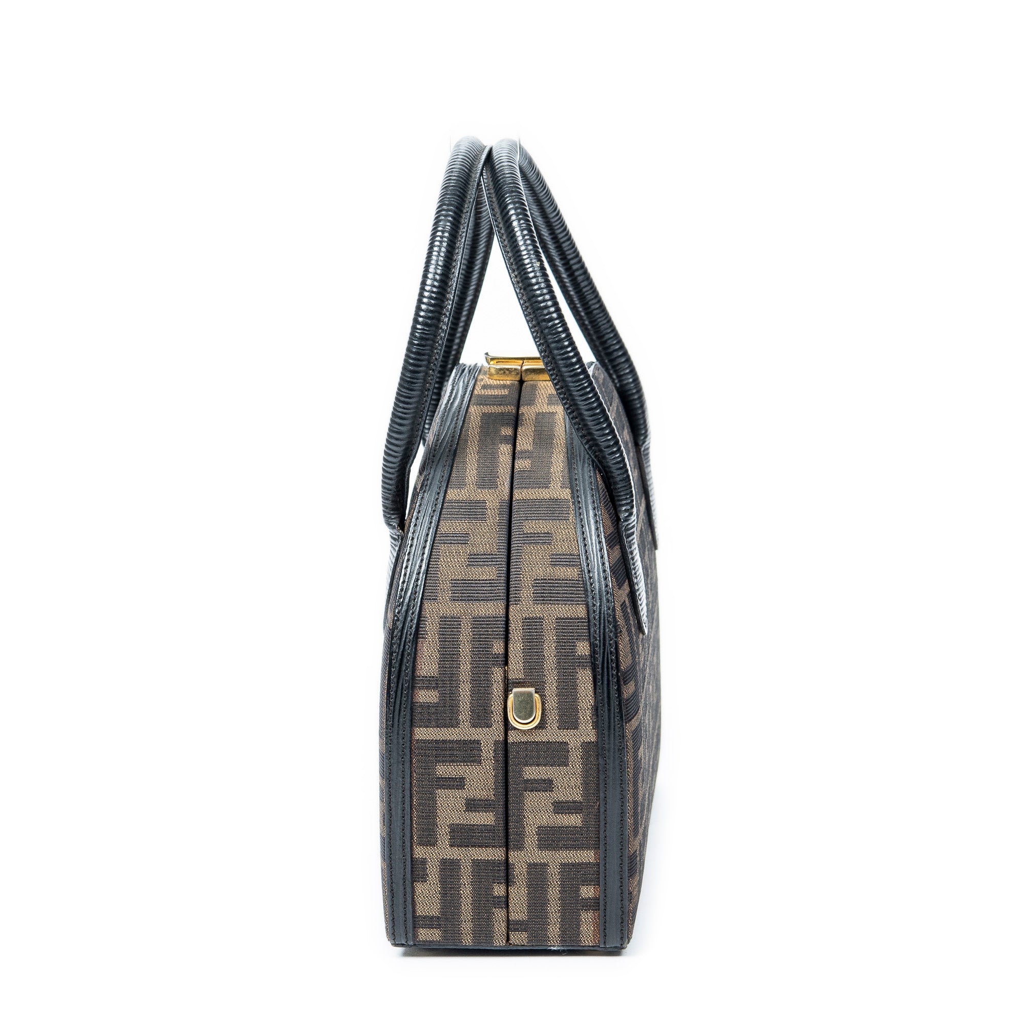 Handbag Frame Vanity Top Handle Brown Zucca Canvas