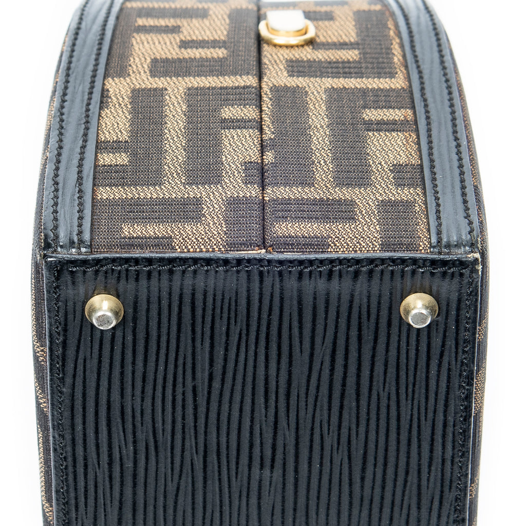 Handbag Frame Vanity Top Handle Brown Zucca Canvas