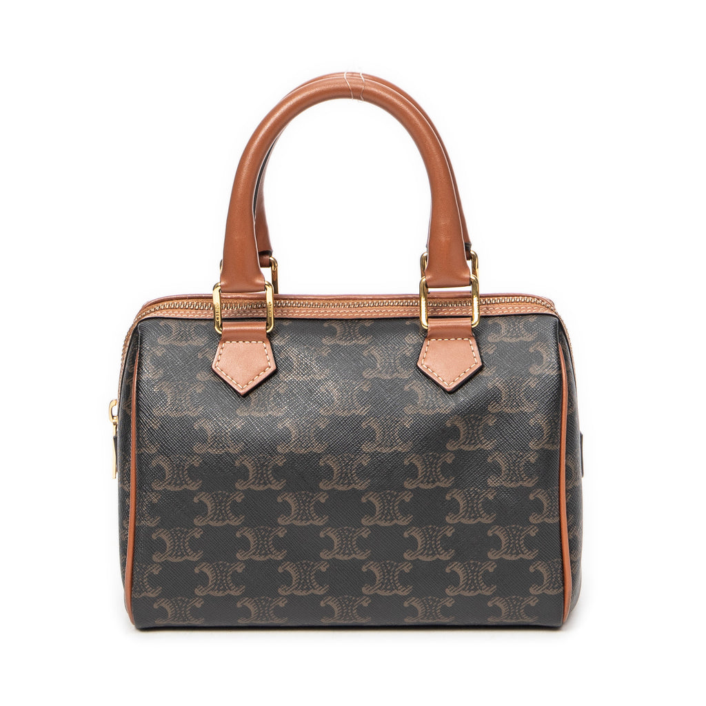 Bolso de Hombro Pequeño Boston Lona Revestida Triomphe Marrón