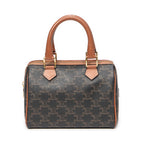 Bolso de Hombro Pequeño Boston Lona Revestida Triomphe Marrón