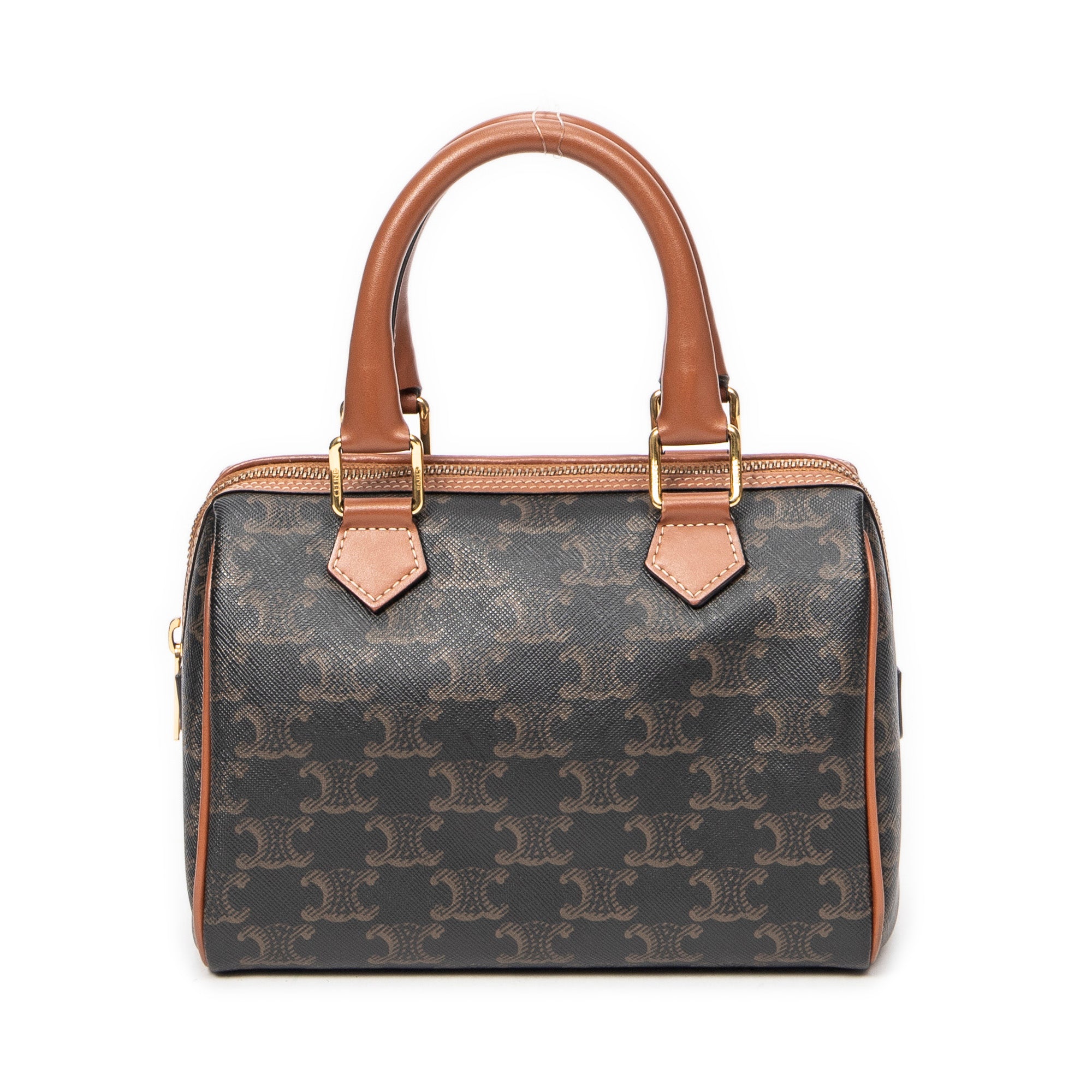 Bolso de Hombro Pequeño Boston Lona Revestida Triomphe Marrón