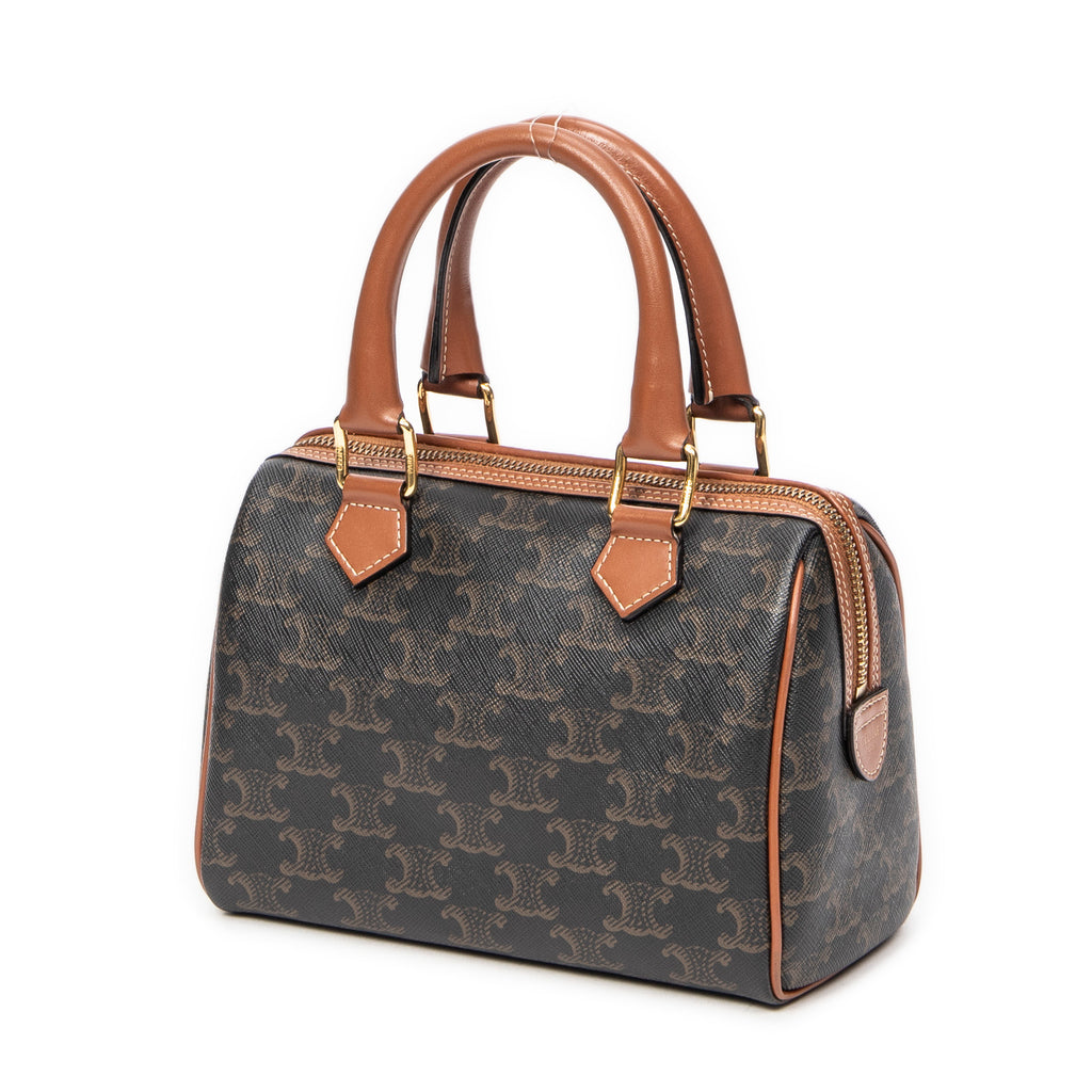 Bolso de Hombro Pequeño Boston Lona Revestida Triomphe Marrón