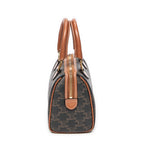 Bolso de Hombro Pequeño Boston Lona Revestida Triomphe Marrón