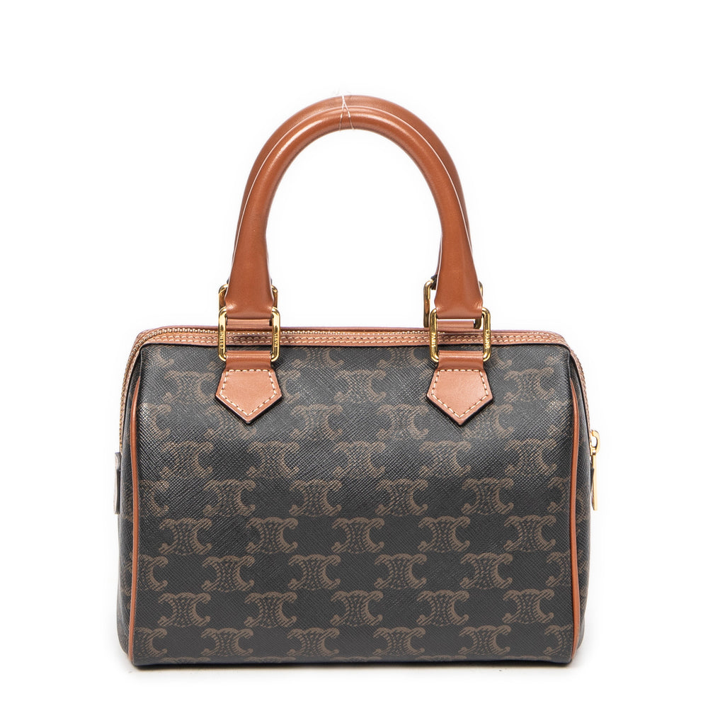 Bolso de Hombro Pequeño Boston Lona Revestida Triomphe Marrón