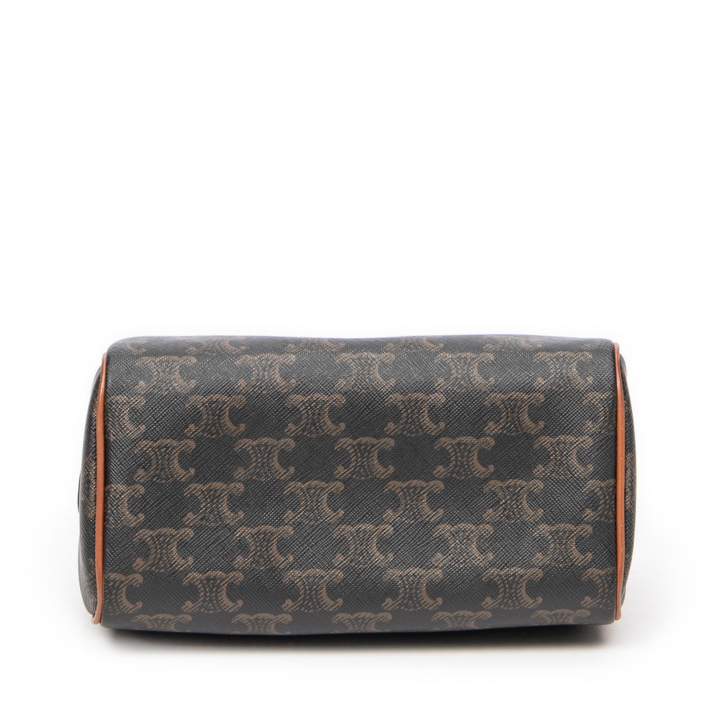 Bolso de Hombro Pequeño Boston Lona Revestida Triomphe Marrón